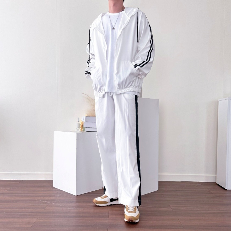 Oversized Windbreaker Woven Jacket – White Windbreaker Gopecore Style