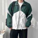 Свободный размер-Темно-зеленый-Ветровка