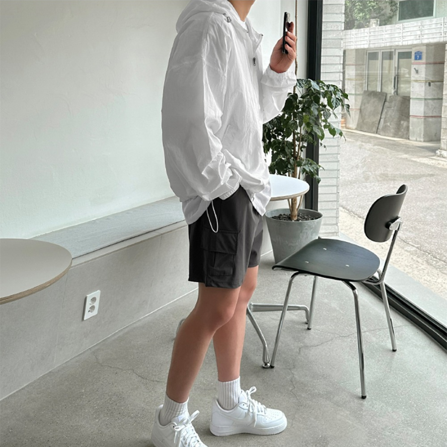 Premium Nylon Balloon Oversized 2-WAY Hooded Windbreaker Jacket