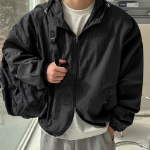 Premium Nylon Balloon Oversized 2-WAY Hooded Windbreaker Jacket