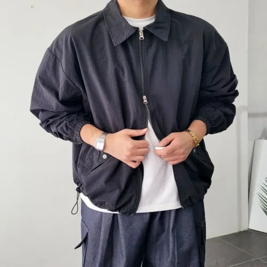 Lightweight Wind String Oversized 2-Way Windbreaker Jacket