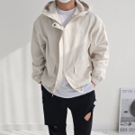 Men's Oversized 2-Way Hooded Zip-Up Windbreaker Jacket