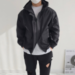 Men's Oversized 2-Way Hooded Zip-Up Windbreaker Jacket
