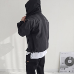 Men's Oversized 2-Way Hooded Zip-Up Windbreaker Jacket