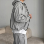 Castle Men's Utility Oversized Hooded Zip-Up Windbreaker Jacket