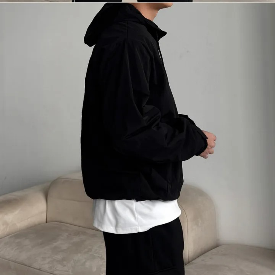 Castle Men's Utility Oversized Hooded Zip-Up Windbreaker Jacket