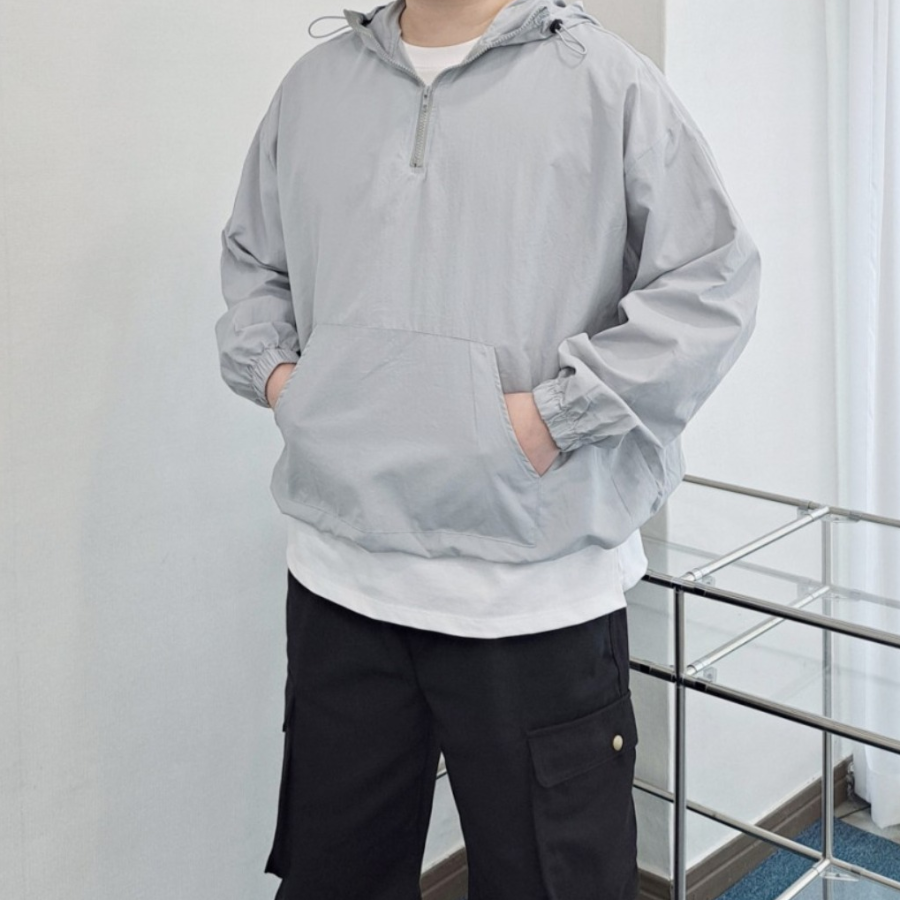 Nylon Windbreaker Hooded Anorak