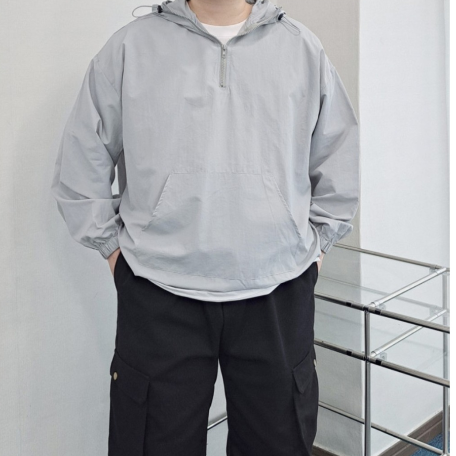 Nylon Windbreaker Hooded Anorak