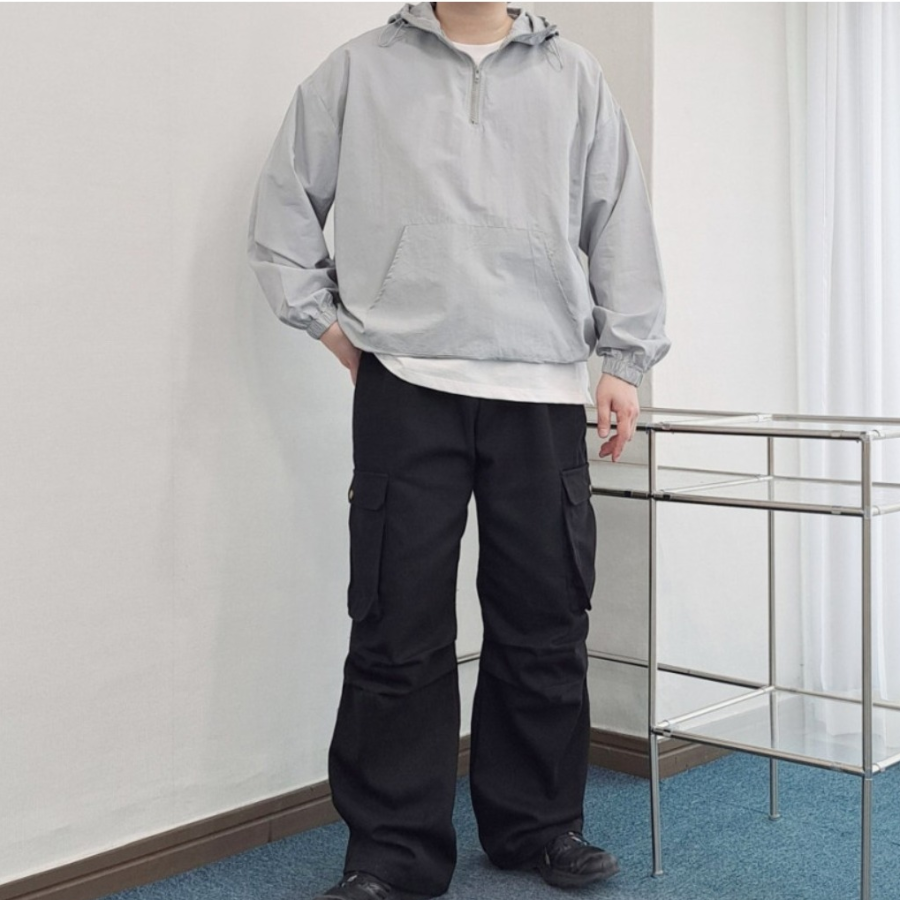 Nylon Windbreaker Hooded Anorak