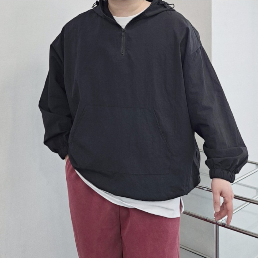 Nylon Windbreaker Hooded Anorak