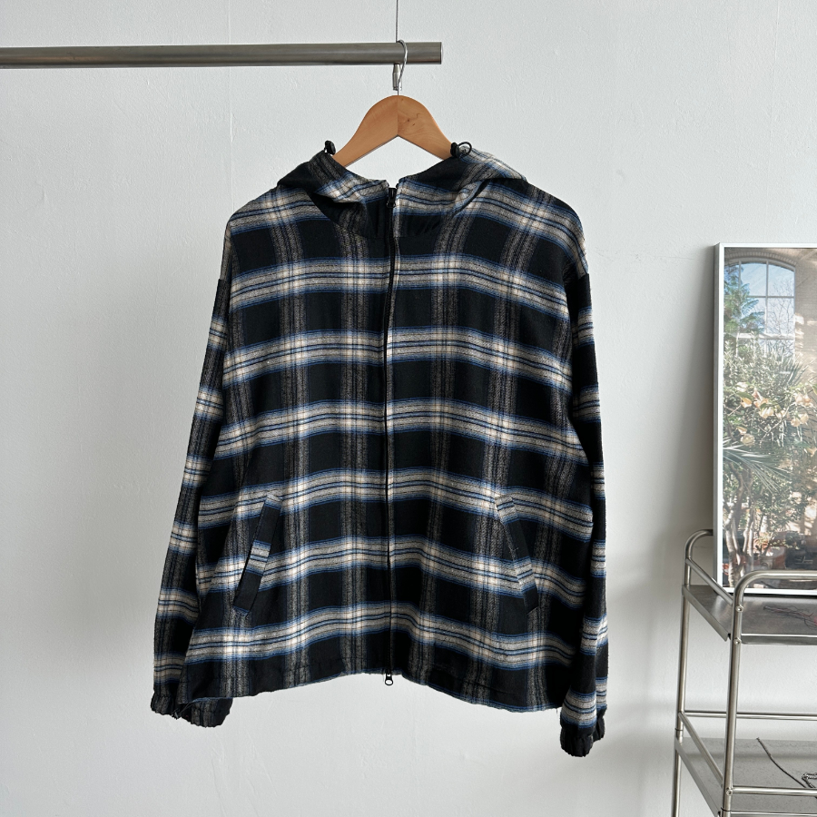 Hooded Windbreaker – Fall Check Pattern Jacket