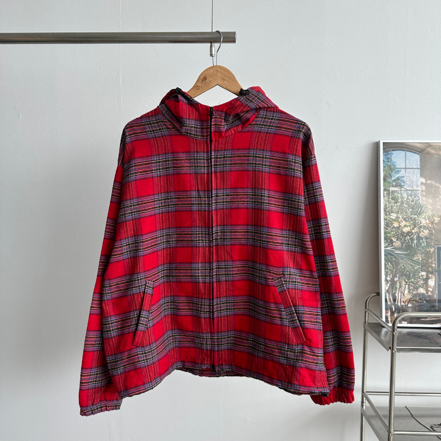 Hooded Windbreaker – Fall Check Pattern Jacket