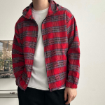 Hooded Windbreaker – Fall Check Pattern Jacket