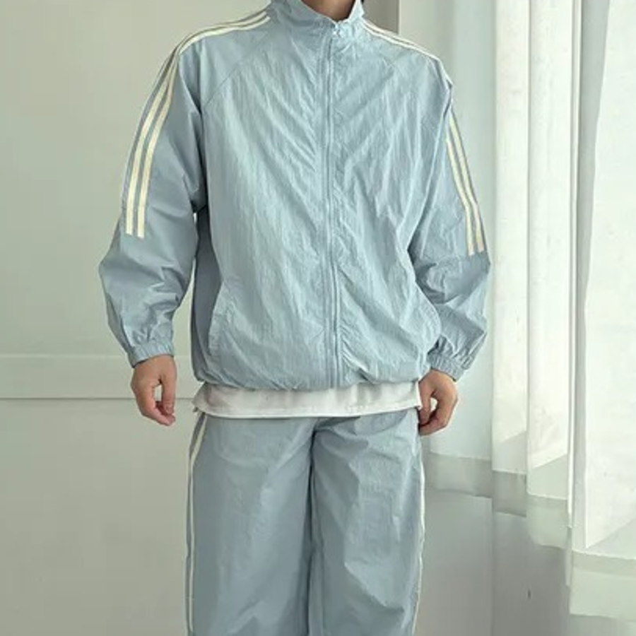 Track Line Nylon Windbreaker Jacket