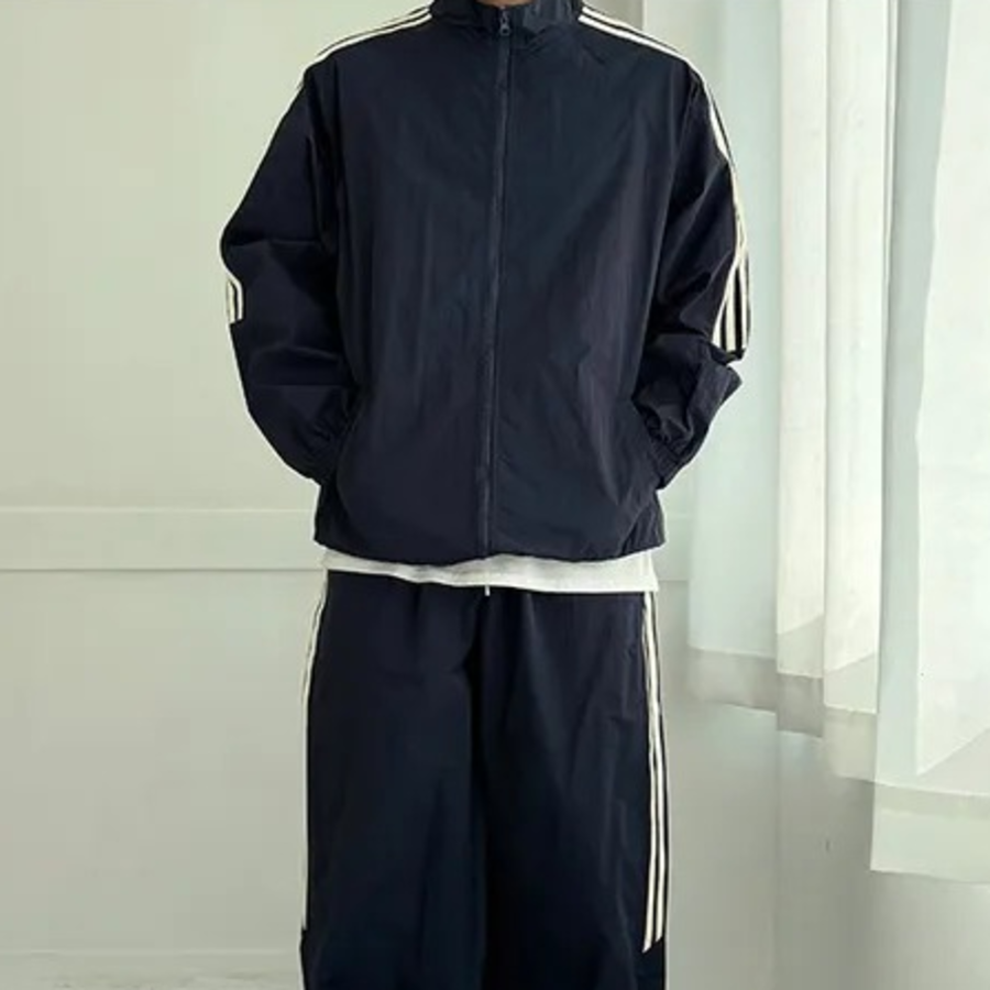 Track Line Nylon Windbreaker Jacket