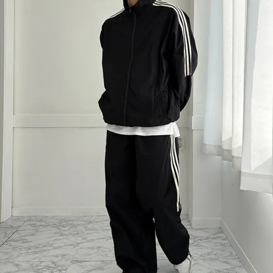 Track Line Nylon Windbreaker Jacket