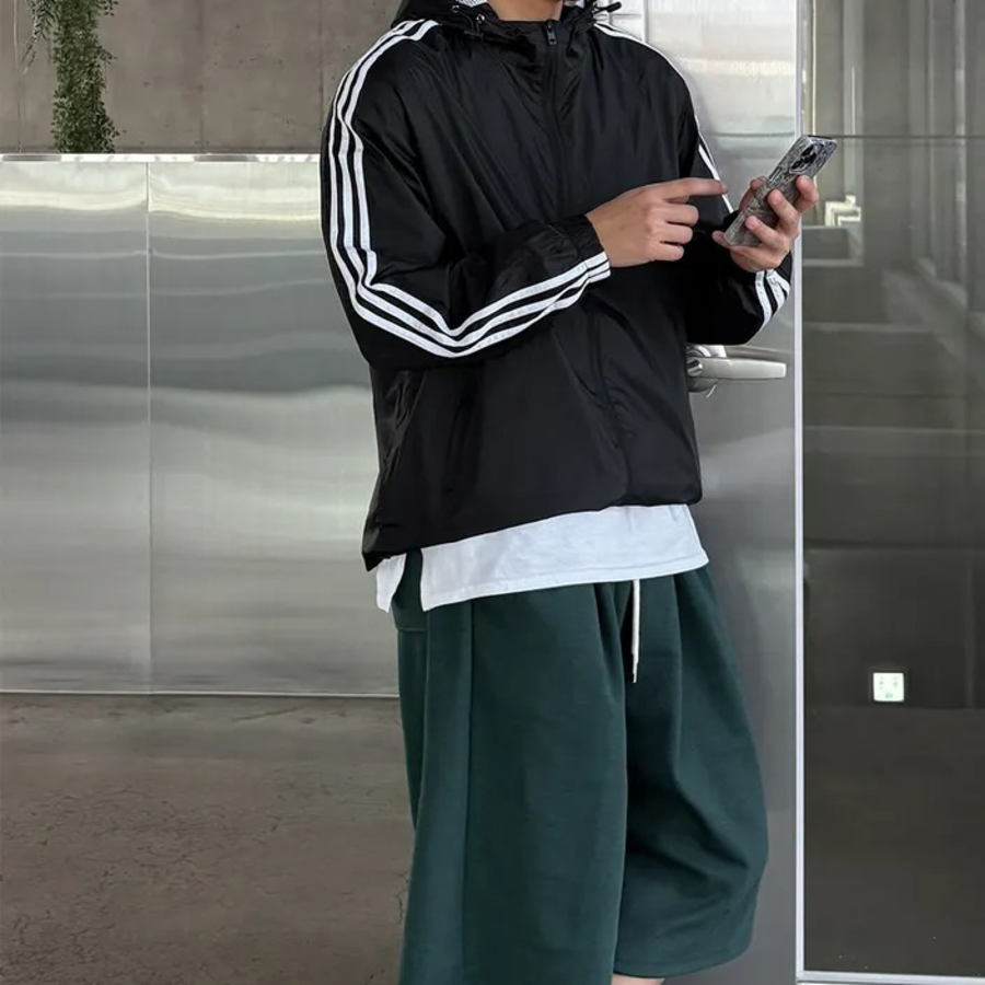 Track Line Oversized Hooded Windbreaker