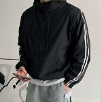 Spring Windbreaker Hooded Two-Line Track Zip-Up
