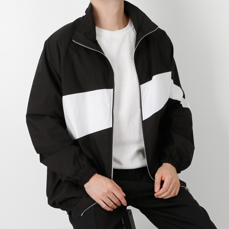 Freak Spring Windbreaker Oversized Colorblock Zip-Up Windbreaker