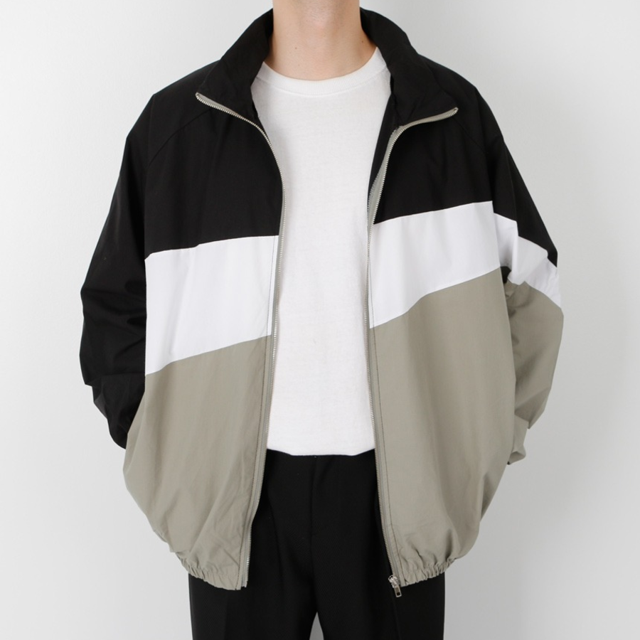 Freak Spring Windbreaker Oversized Colorblock Zip-Up Windbreaker