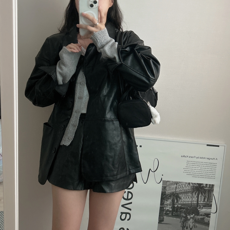Monggrami Leather Oversized Jacket