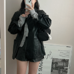 Monggrami Leather Oversized Jacket