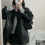 Monggrami Leather Oversized Jacket
