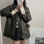 Monggrami Leather Oversized Jacket