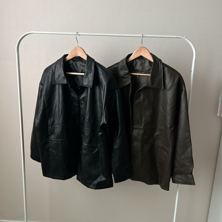 Monggrami Leather Oversized Jacket