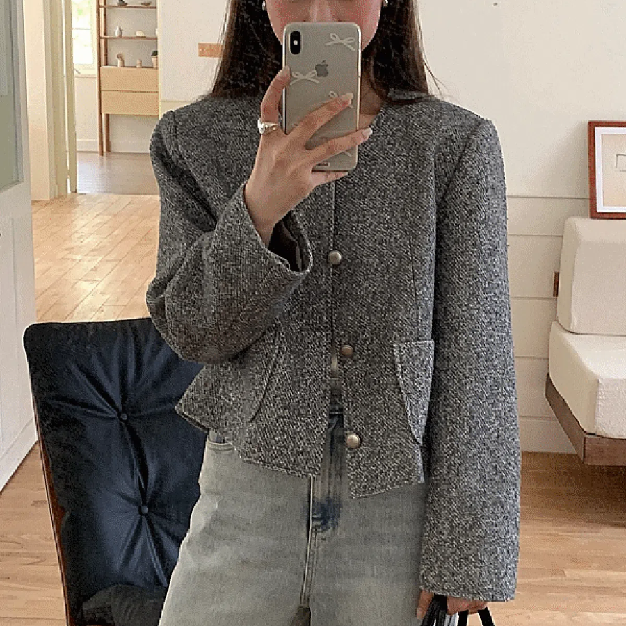 Herringbone Pocket Round Jacket