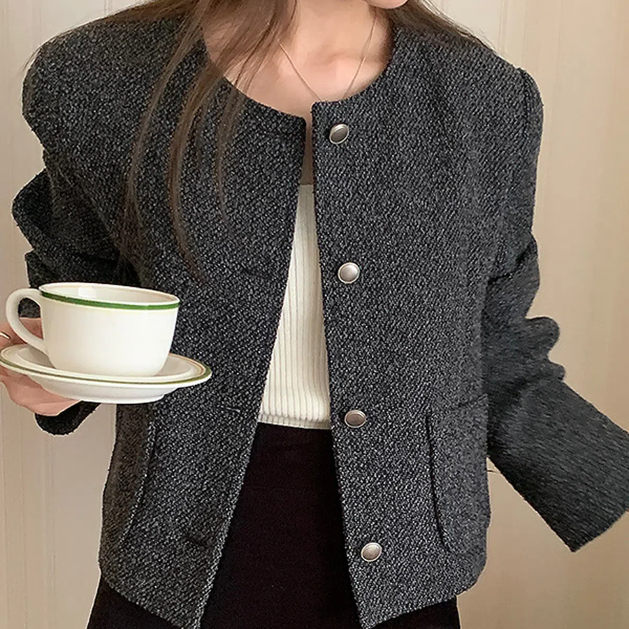 Herringbone Pocket Round Jacket