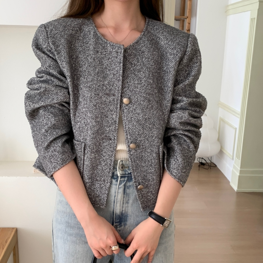 Herringbone Pocket Round Jacket