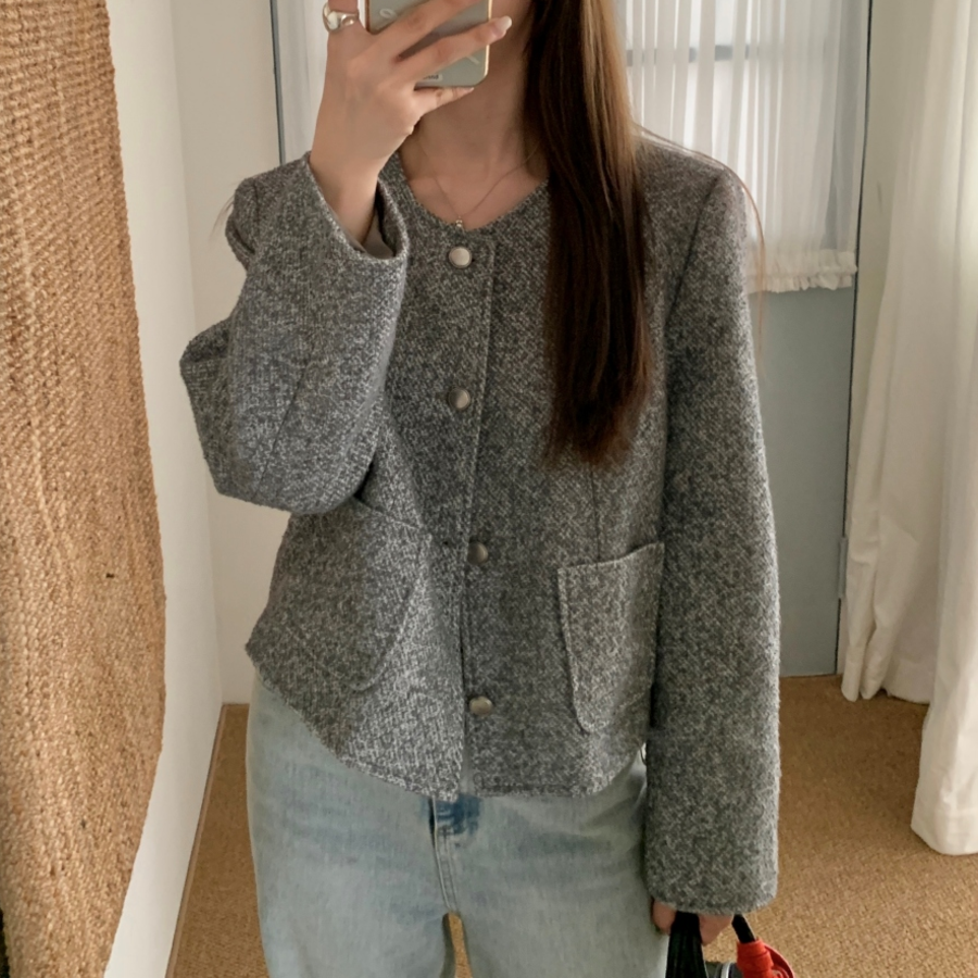 Herringbone Pocket Round Jacket