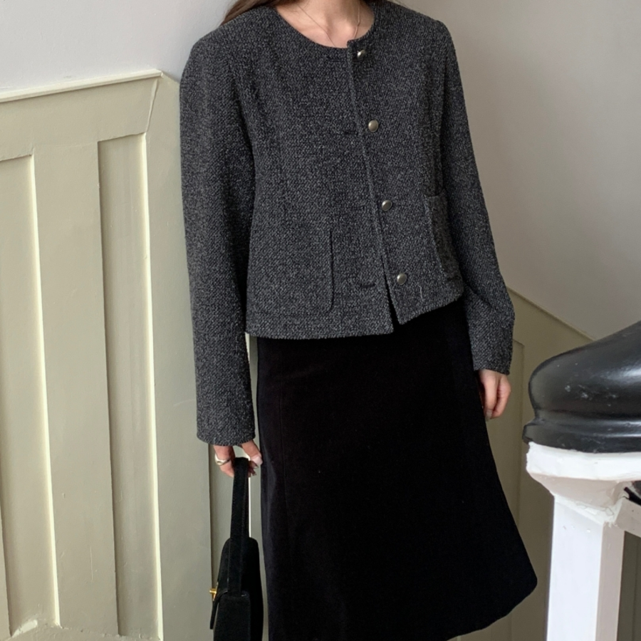 Herringbone Pocket Round Jacket