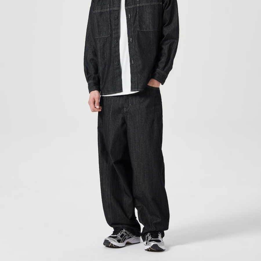 Curved Line Denim Pants Navy