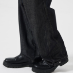 Curved Line Denim Pants Navy