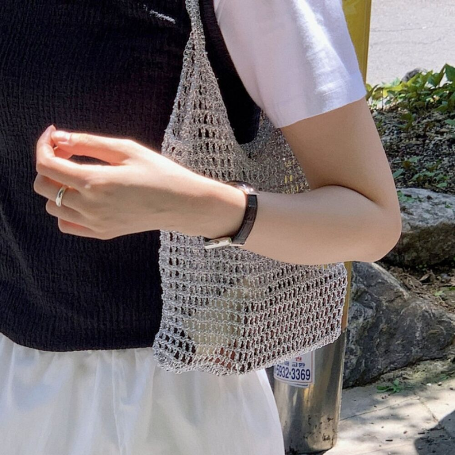 Handmade Silver Net Bag — стильная авоська с мерцающим акцентом