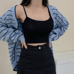 DIHAN – Loose Fit Stripe Knit Cardigan