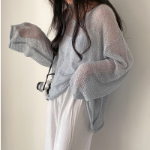 ROUND PUNCHING – Oversized See-Through Mesh Knit Tee