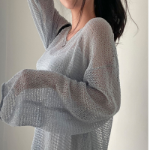 ROUND PUNCHING – Oversized See-Through Mesh Knit Tee