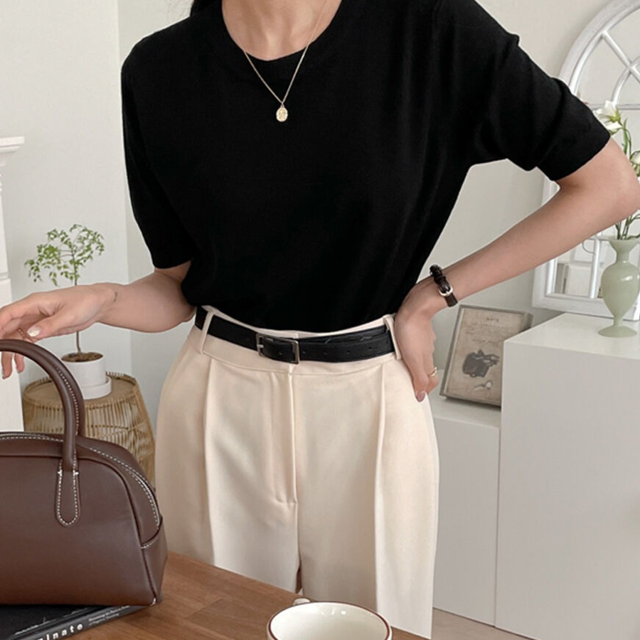 EVE.R – S020 Round-Neck Short Sleeve Knit Jumper