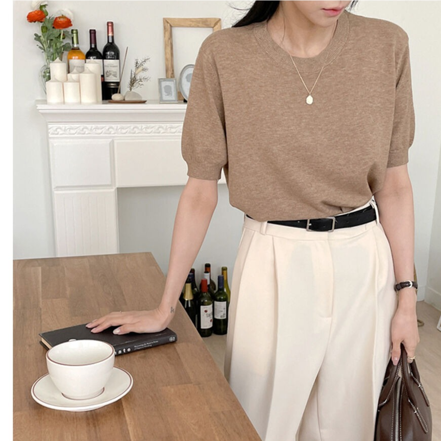 EVE.R – S020 Round-Neck Short Sleeve Knit Jumper