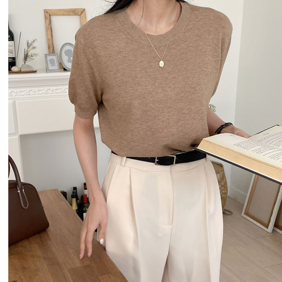 EVE.R – S020 Round-Neck Short Sleeve Knit Jumper