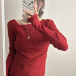 Mongeurami – свитер Side-Slit Button Slim Knit Sweater