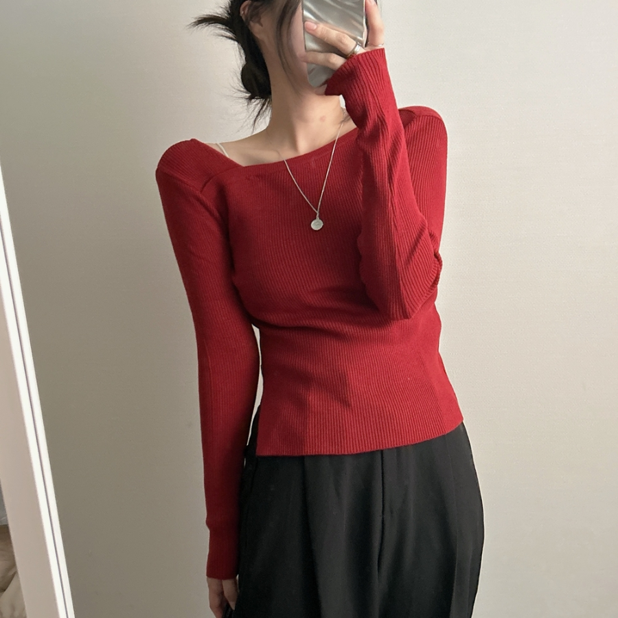 Mongeurami – свитер Side-Slit Button Slim Knit Sweater