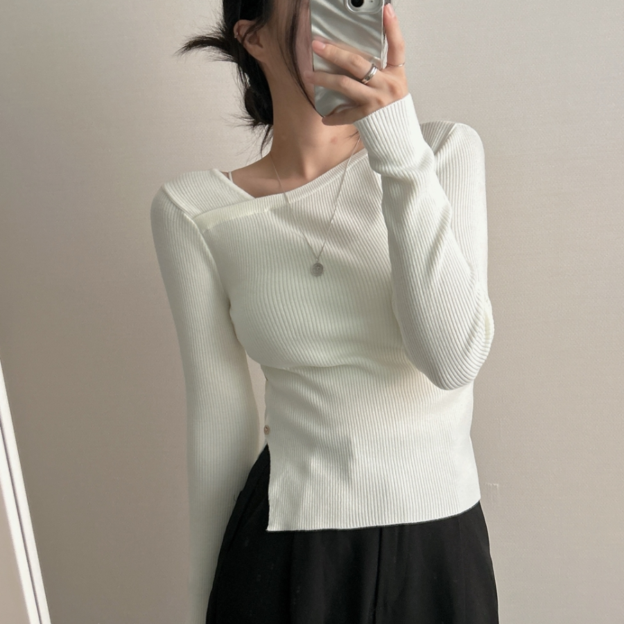 Mongeurami – свитер Side-Slit Button Slim Knit Sweater