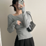 Mongeurami – свитер Side-Slit Button Slim Knit Sweater