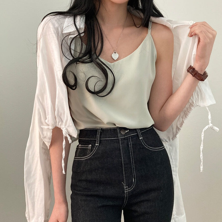 Mainne Strap Sleeve Blouse Tank Top