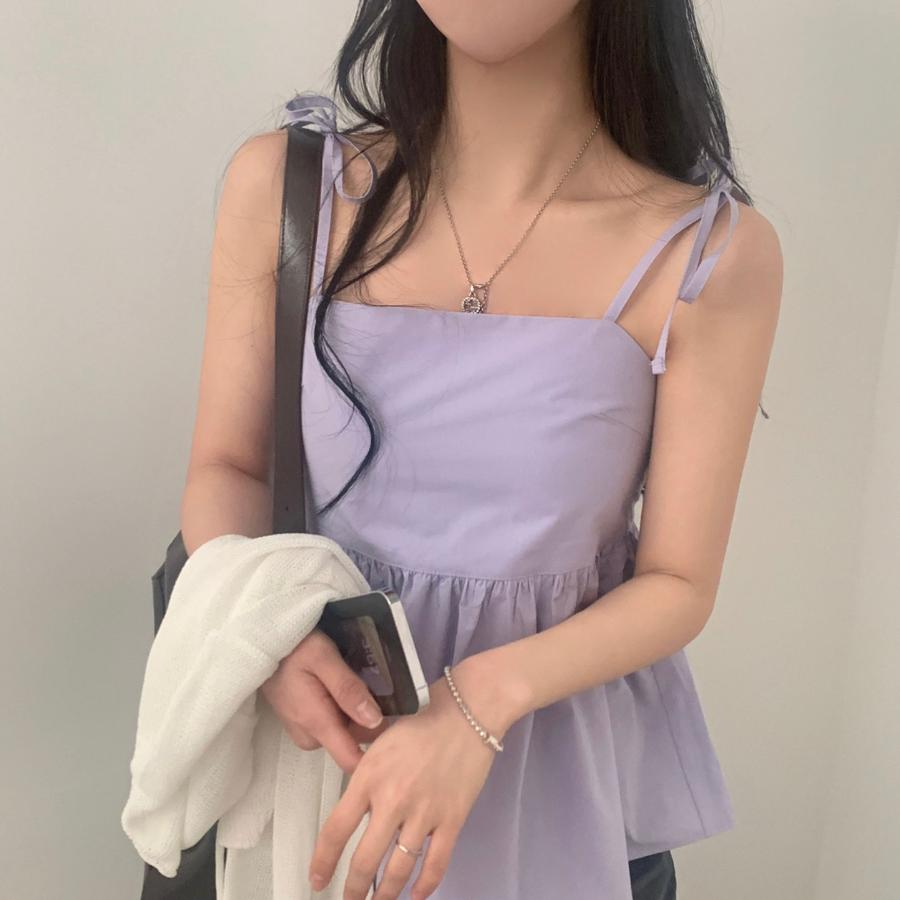 Heidi Corset Square-Neck Strap Ribbon Blouse