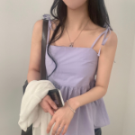 Heidi Corset Square-Neck Strap Ribbon Blouse